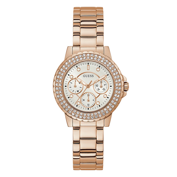 Guess Women Rose Gold Tone Case Rose Gold Tone Stainless Steel Watch GW0410L3