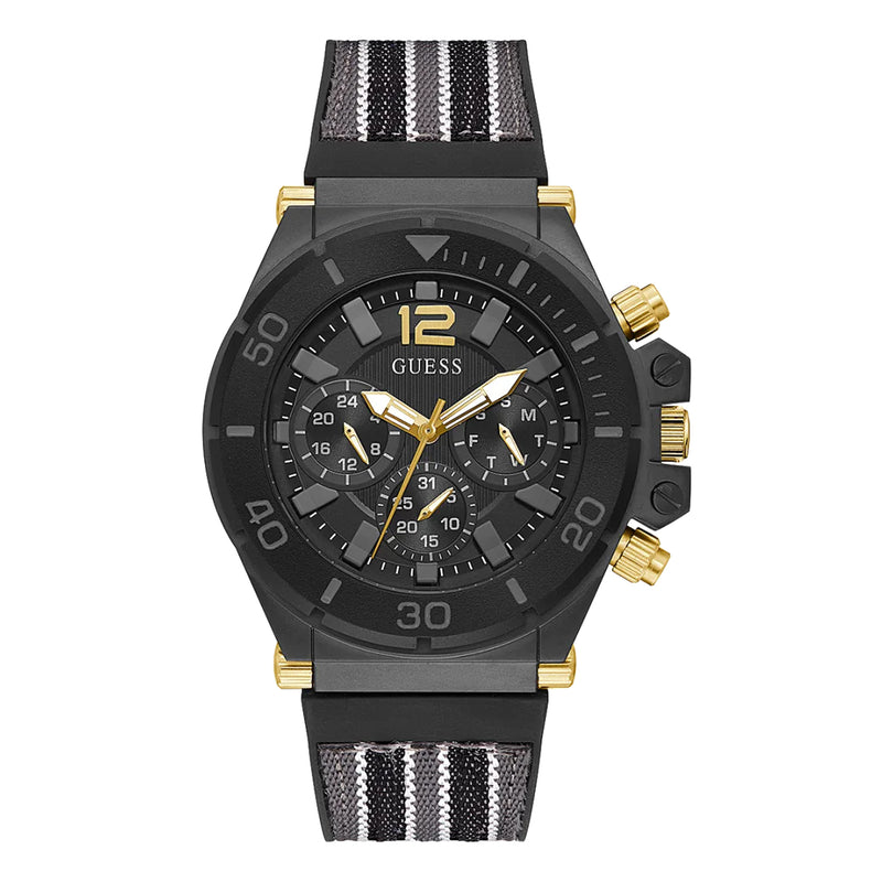Guess Eco-Friendly Gunmetal And G Watch Recyclable Bio-Based And Black