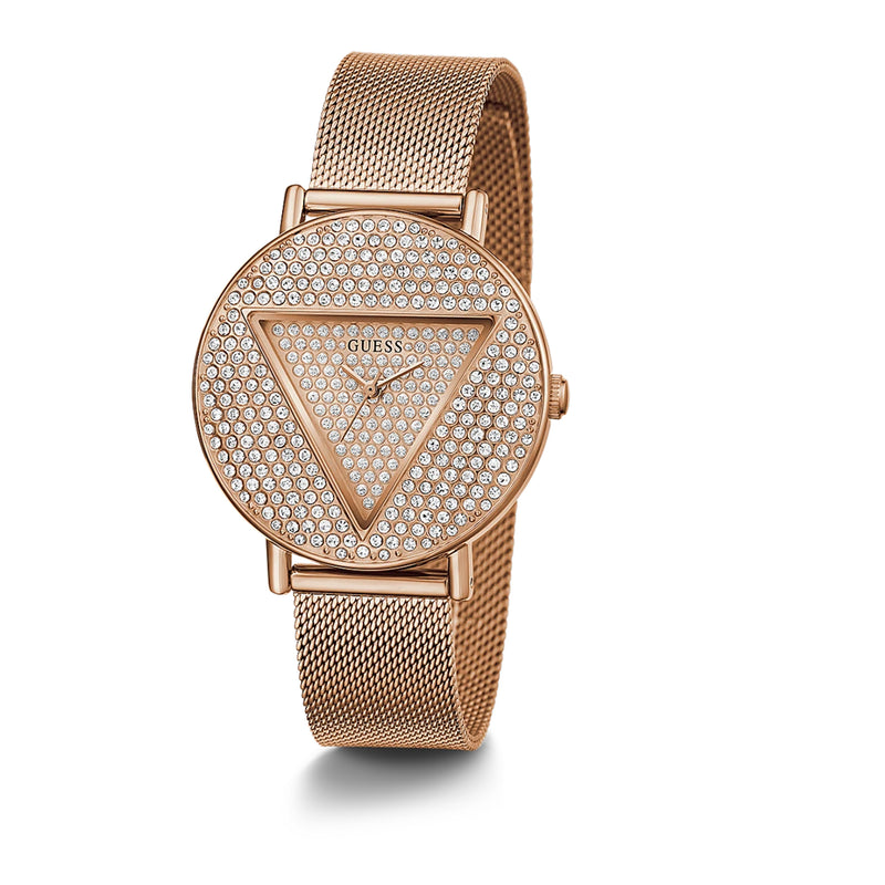Guess Women's Rose Gold Tone Case Rose Gold Tone Stainless Steel Mesh Watch GW0477L3