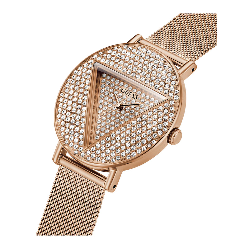 Guess Women's Rose Gold Tone Case Rose Gold Tone Stainless Steel Mesh Watch GW0477L3