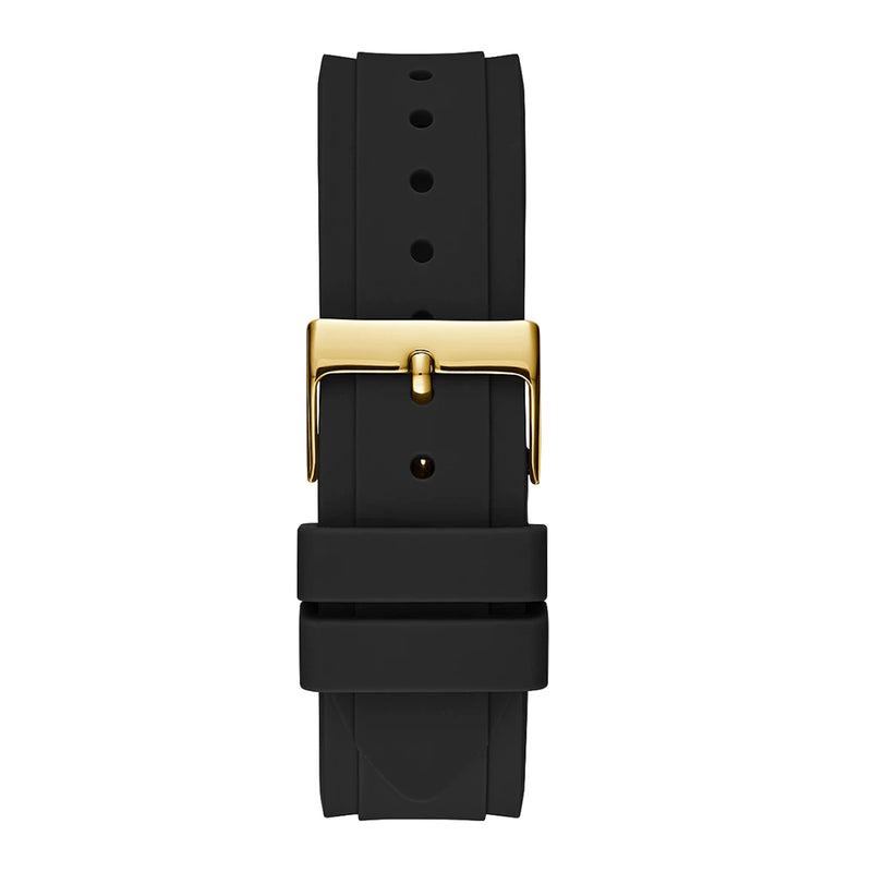 Guess Gold Tone Case Black Silicone Watch - GW0482L1