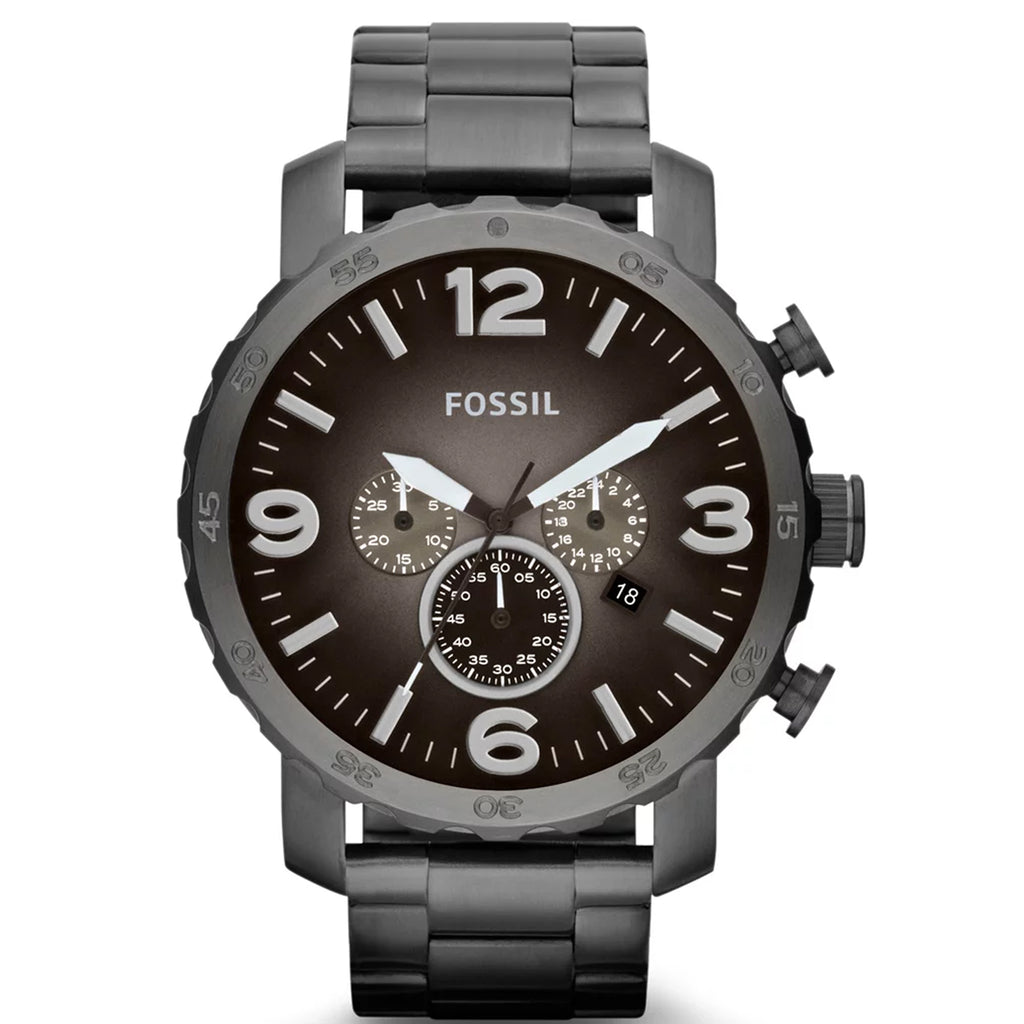 FOSSIL JR1437 Nate Chronograph Smoke Stainless Steel Men s Watch