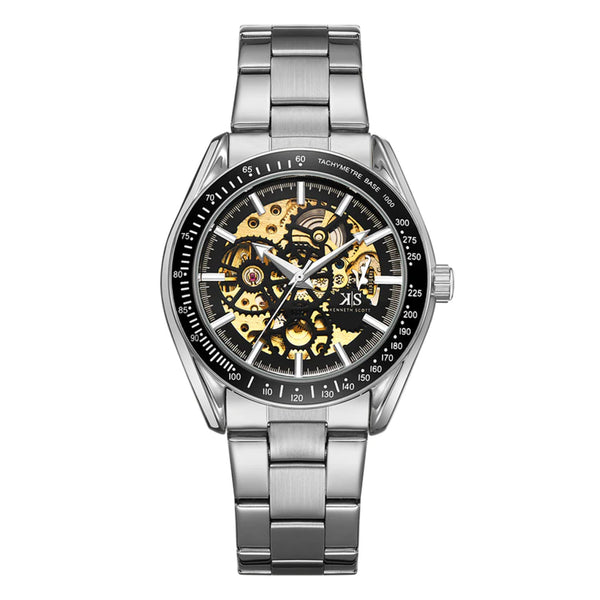 Kenneth Scott Men's Black Dial Mechanical Watch - K22312-SBSB