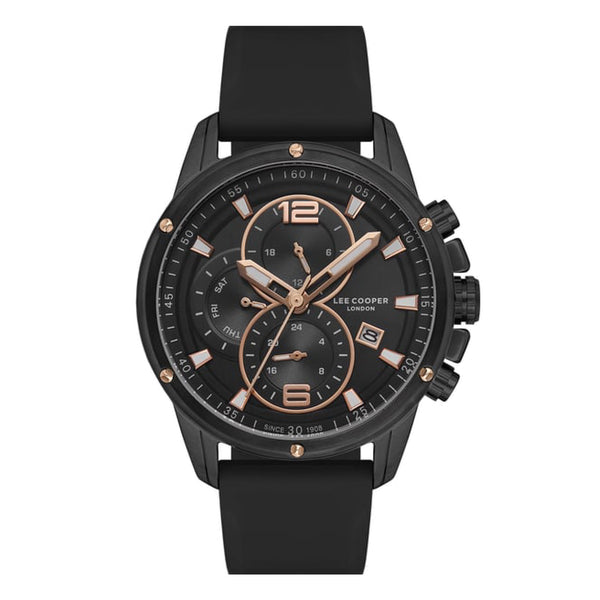Lee Cooper, LC07423.651, Men’s Analog Watch, Smoky Dial, Black Rubber Band