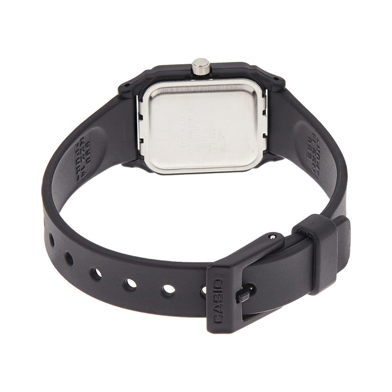 Casio Women Lq142E-7A Black Resin Quartz Watch With White Dial