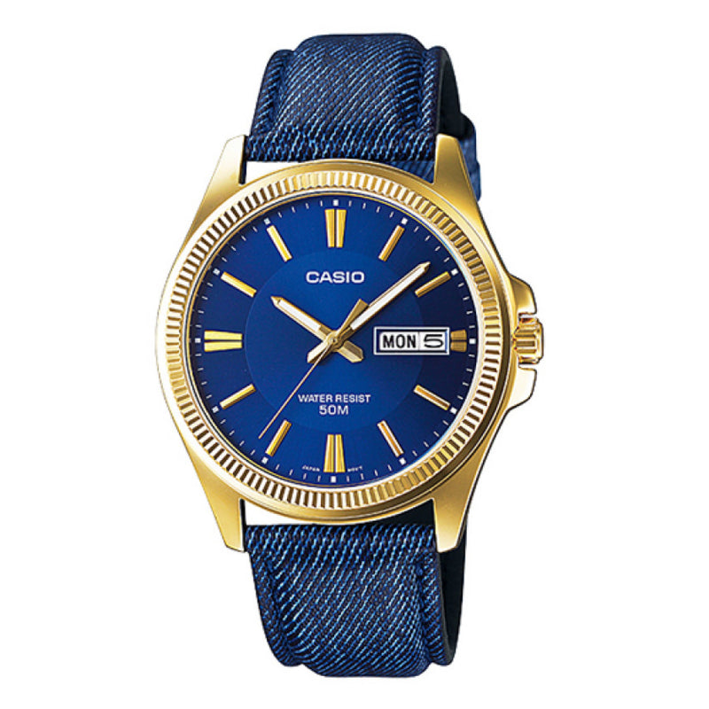 Casio LTP-E111GBL-2AVDF Blue Dial Leather Band Analog Enticer Women's Watch
