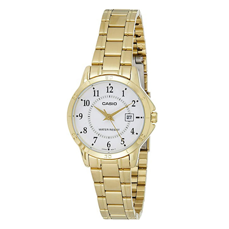 Casio Women's White Dial Stainless Steel Analog Watch - LTP-V004G-7BUDF