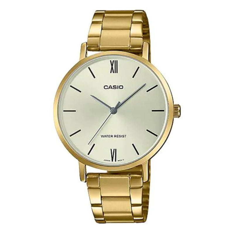 Casio Women's Quartz Dress Watch, Analog and Stainless Steel Gold - LTP-VT01G-9BUDF