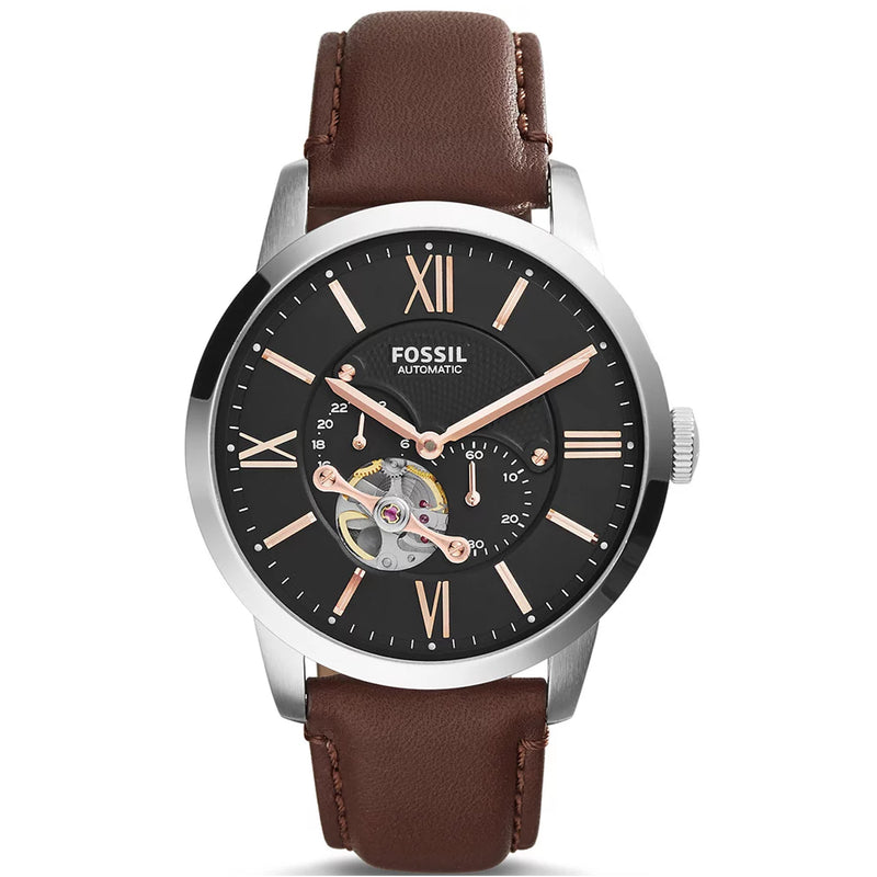 Fossil Men Townsman Automatic Brown Leather Watch ME3061