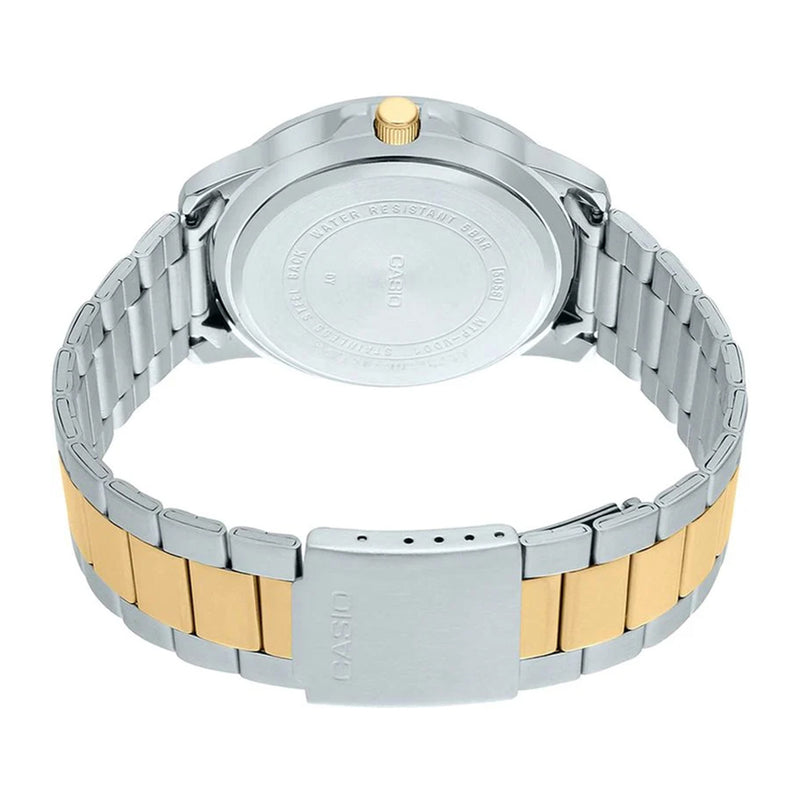 Men's Stainless Steel Analog Watch MTP-VD01SG-9BVUDF - 45 mm - Silver/Gold