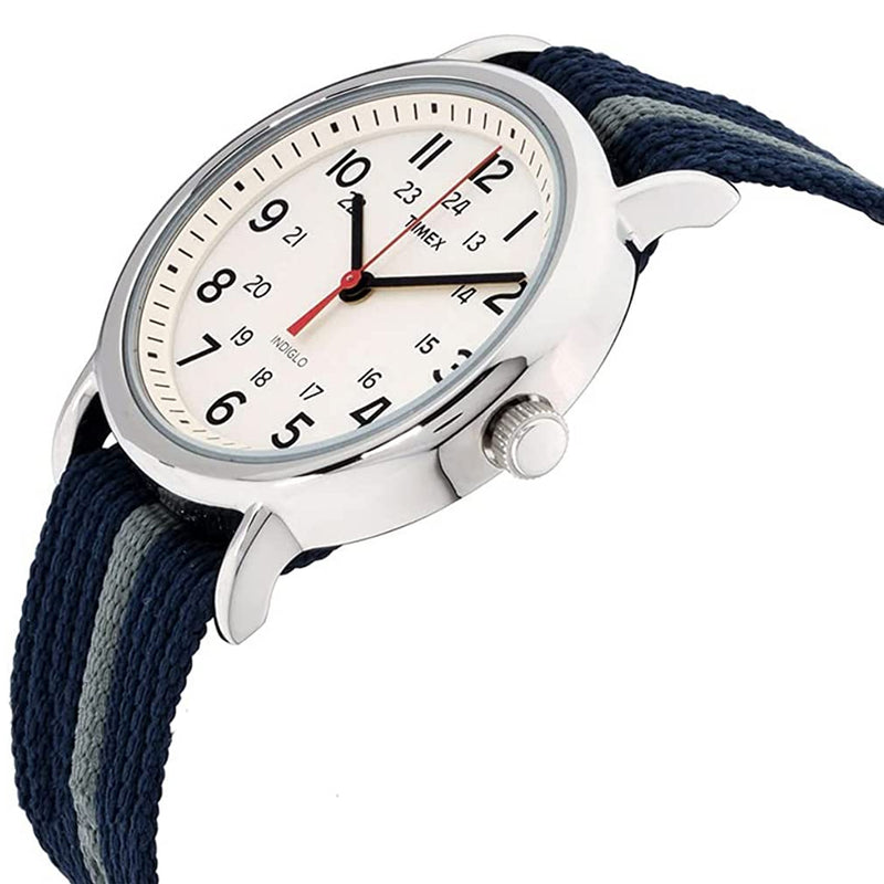 Timex T2N654 Unisex Weekender 38 mm Watch, Blue/Grey Strap