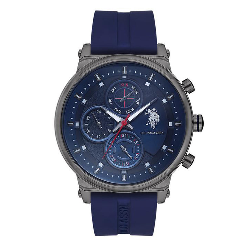 US Polo Men's Quartz Blue Silicone Band Wristwatch USPA1008-05
